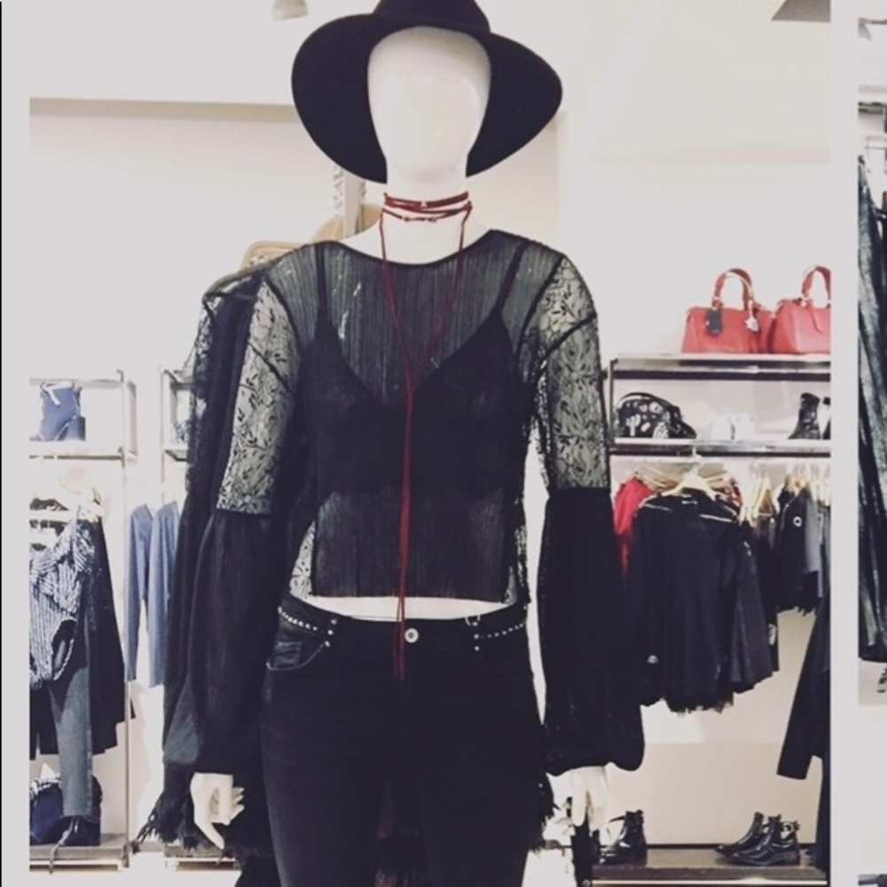 Zara  sheer lace top small